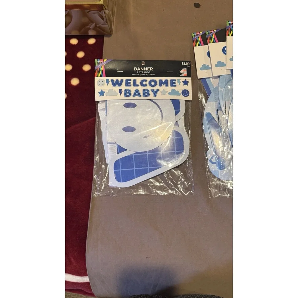 decorations CUTOUTS baby boy shower gender reveal party. Welcome Baby